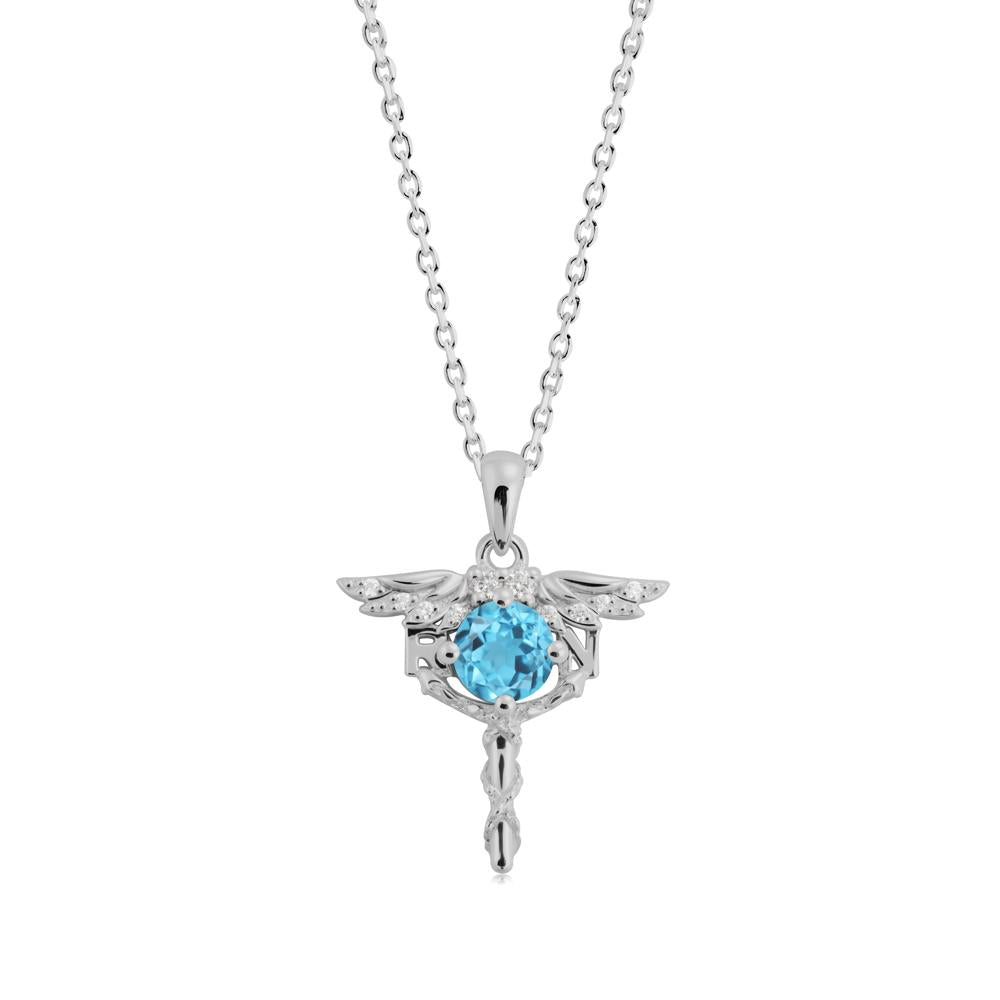 Swiss Blue Topaz Registered Nurse Necklace - LUO Jewelry #metal_platinum