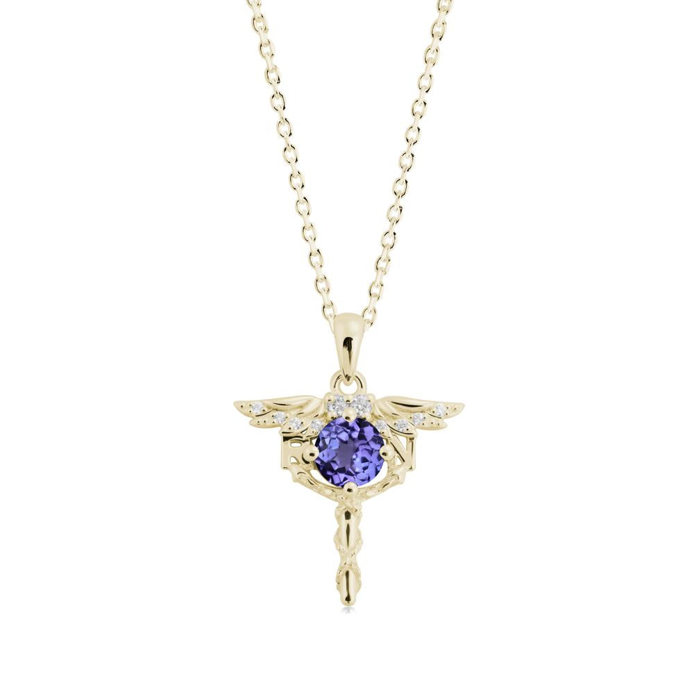 Tanzanite Rn Nurse Necklace - LUO Jewelry #metal_14k yellow gold