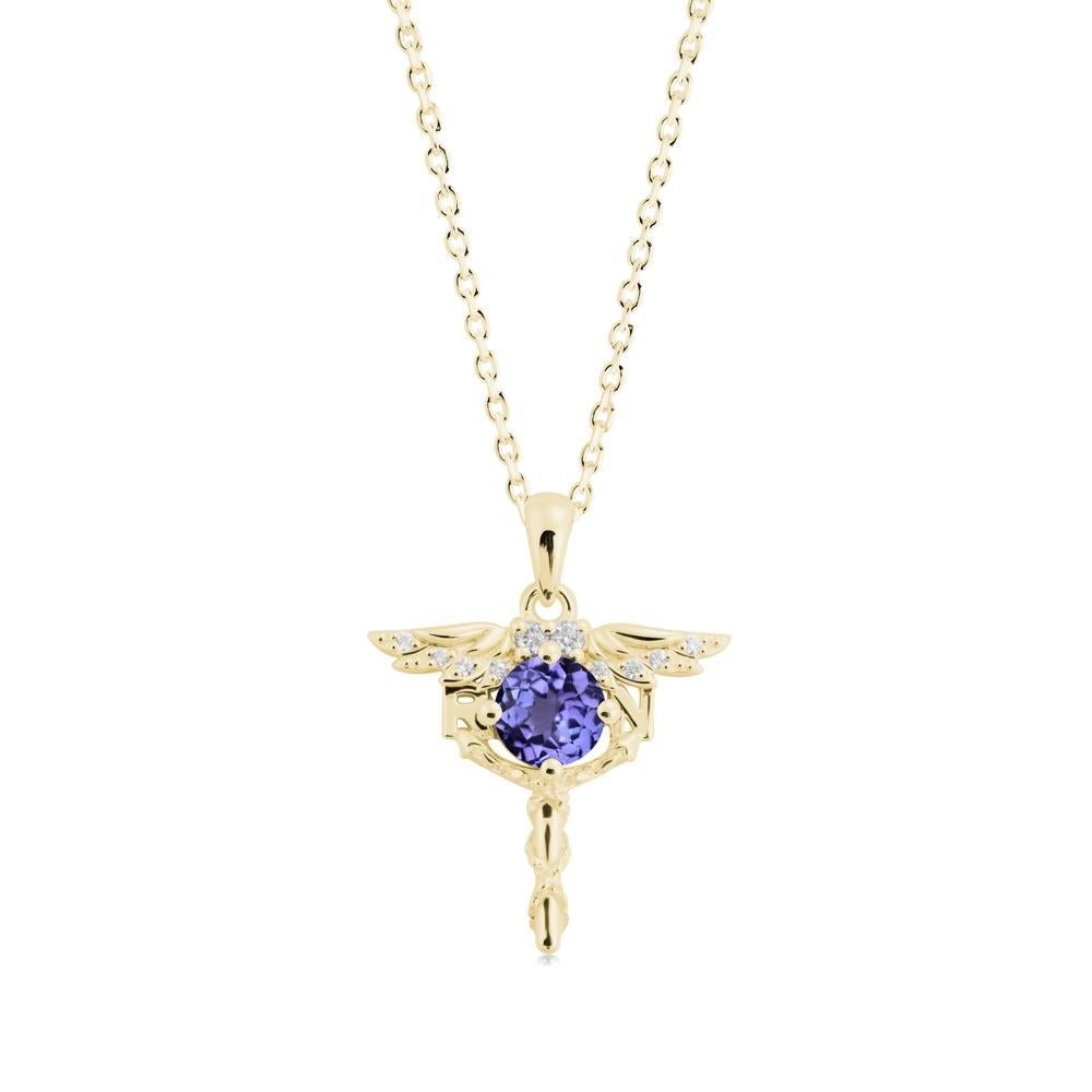 Tanzanite Rn Nurse Necklace - LUO Jewelry #metal_18k yellow gold