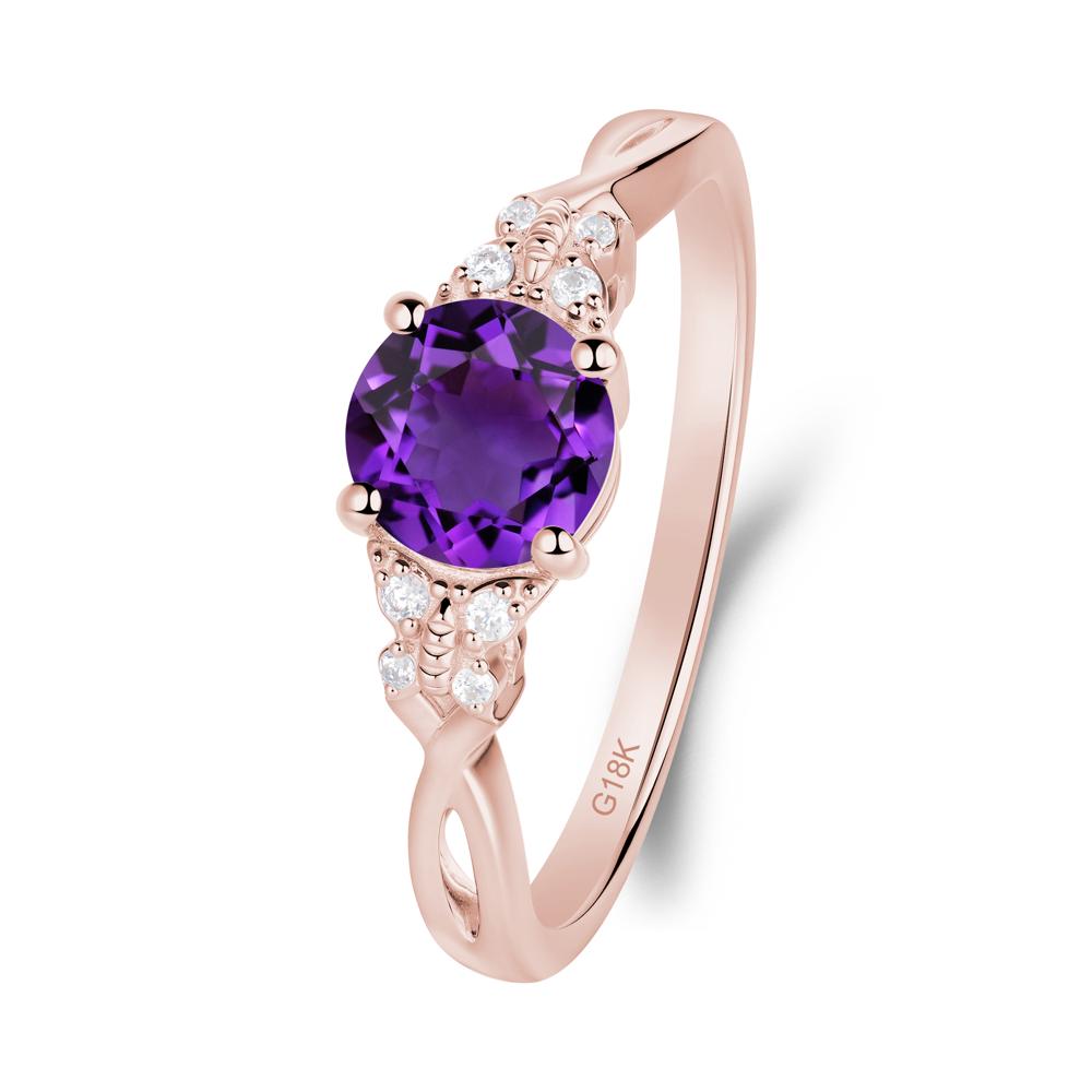 Twist Band Amethyst Ring with Butterfly Accent - LUO Jewelry #metal_18k rose gold