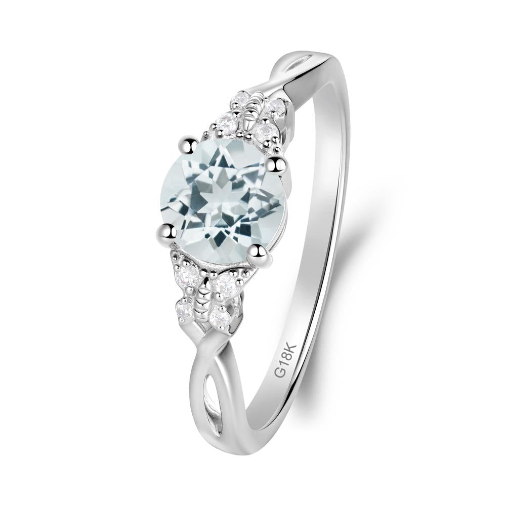 Twist Band Aquamarine Ring with Butterfly Accent - LUO Jewelry #metal_18k white gold