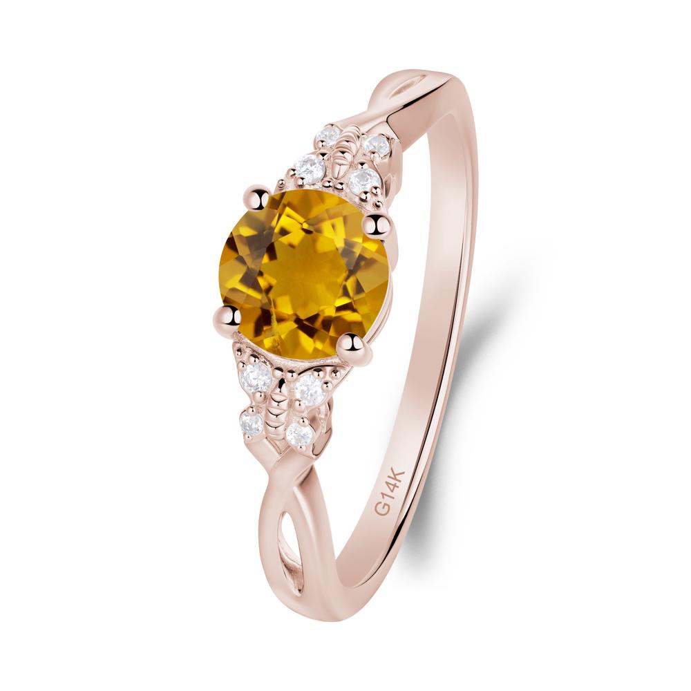 Round Citrine Butterfly Ring - LUO Jewelry #metal_14k rose gold