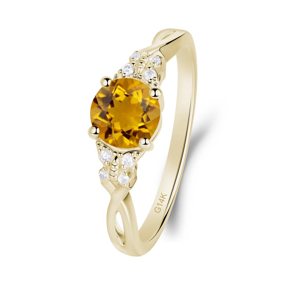 Round Citrine Butterfly Ring - LUO Jewelry #metal_14k yellow gold