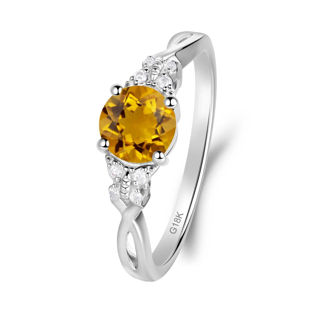Round Citrine Butterfly Ring - LUO Jewelry #metal_18k white gold