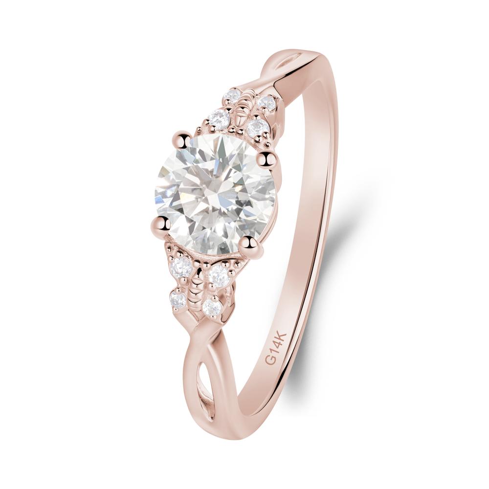 Twist Band Diamond Ring with Butterfly Accent - LUO Jewelry #metal_14k rose gold