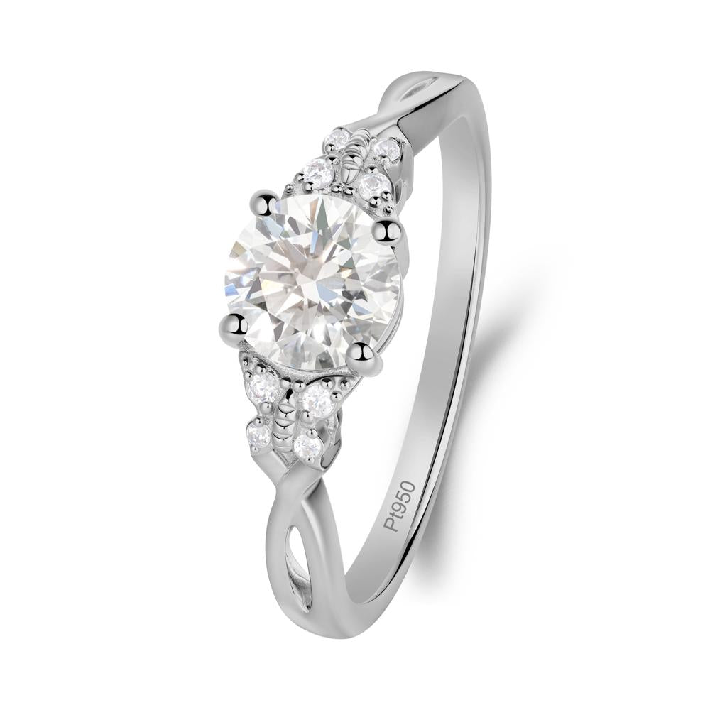 Twist Band Diamond Ring with Butterfly Accent - LUO Jewelry #metal_platinum