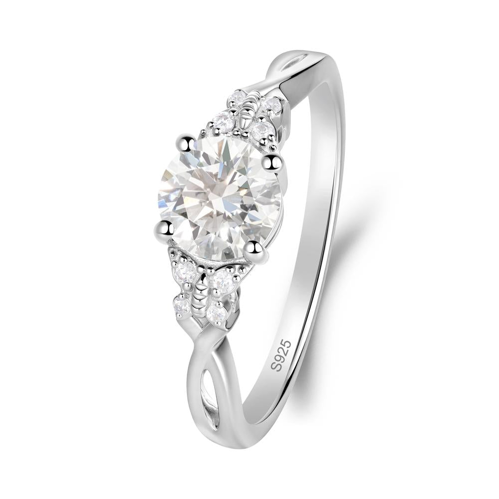 Twist Band Diamond Ring with Butterfly Accent - LUO Jewelry #metal_sterling silver