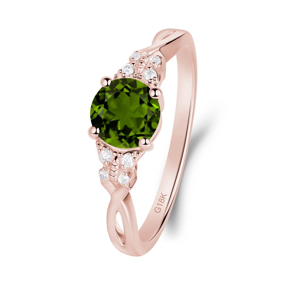 Round Diopside Butterfly Ring - LUO Jewelry #metal_18k rose gold