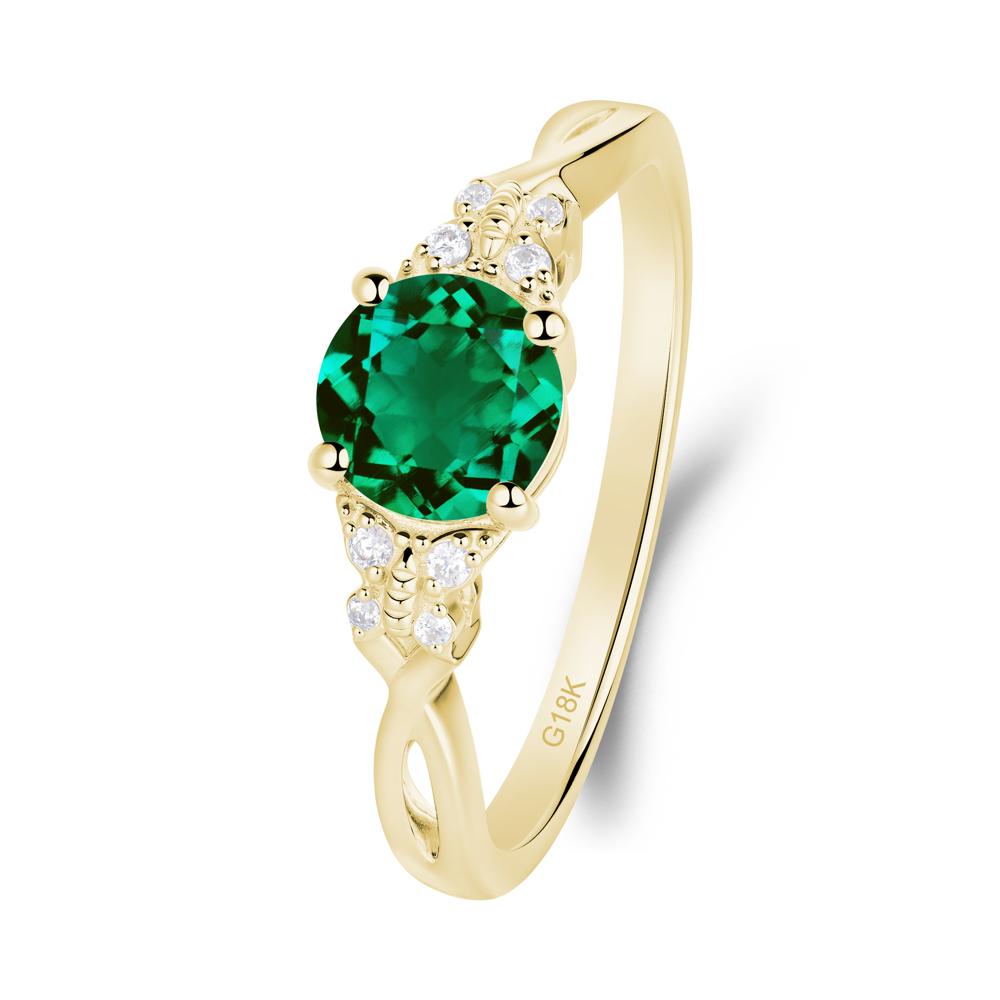 Round Emerald Butterfly Ring - LUO Jewelry #metal_18k yellow gold
