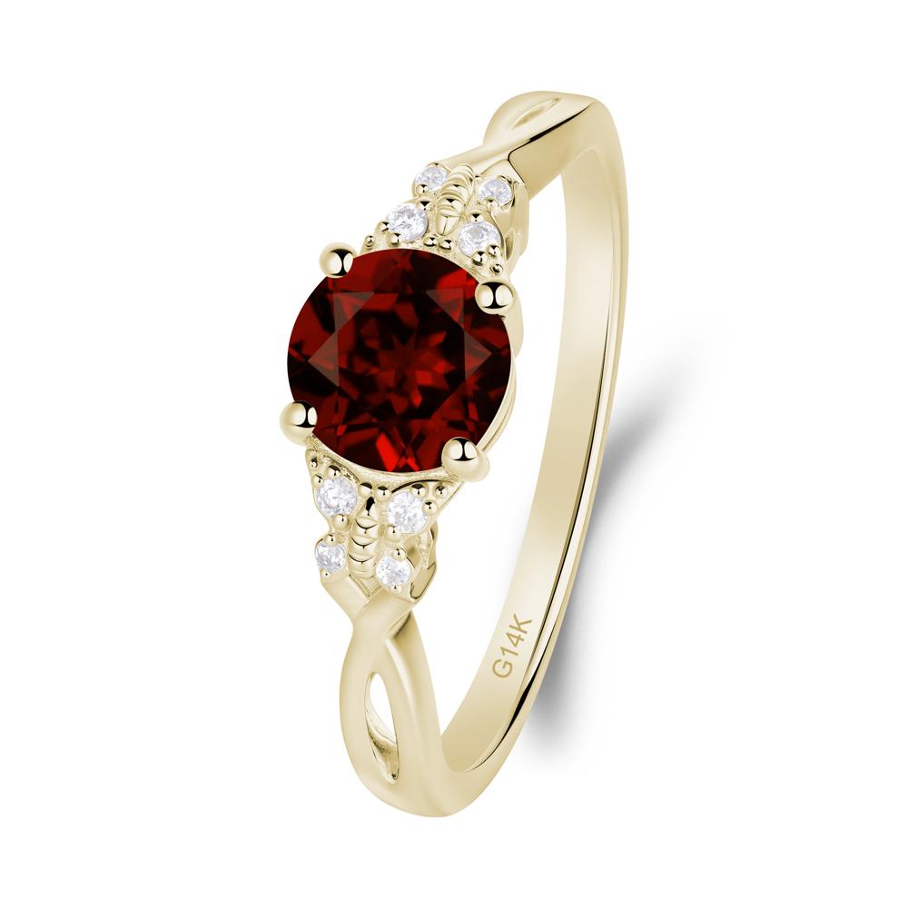 Round Garnet Butterfly Ring - LUO Jewelry #metal_14k yellow gold