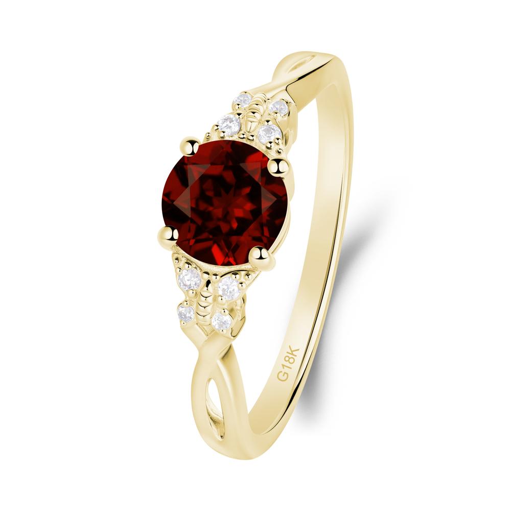 Round Garnet Butterfly Ring - LUO Jewelry #metal_18k yellow gold