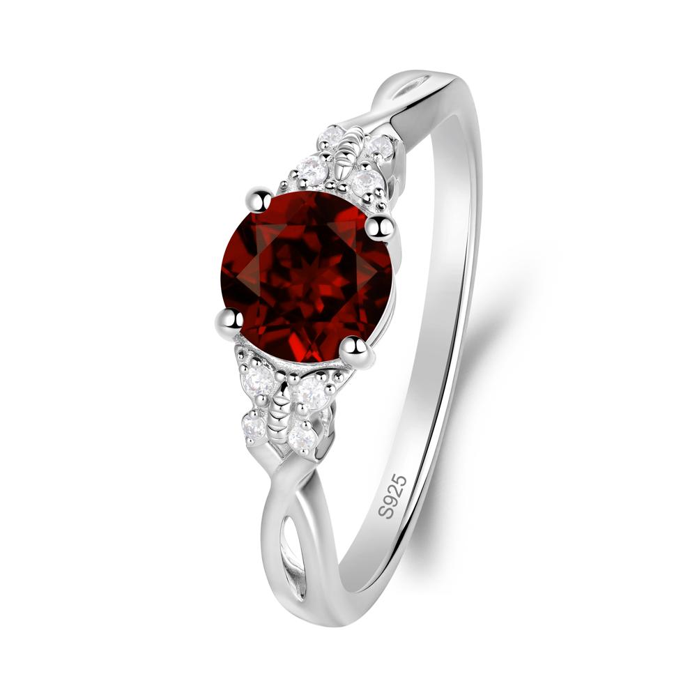 Round Garnet Butterfly Ring - LUO Jewelry #metal_sterling silver