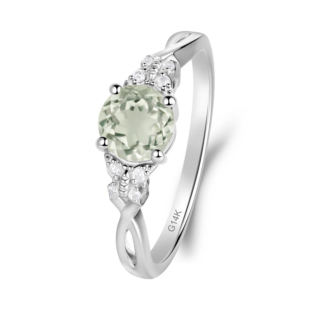 Twist Band Green Amethyst Ring with Butterfly Accent - LUO Jewelry #metal_14k white gold