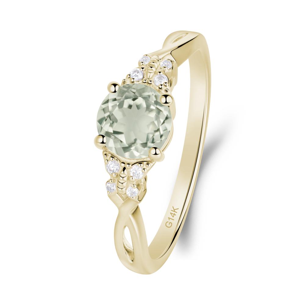Twist Band Green Amethyst Ring with Butterfly Accent - LUO Jewelry #metal_14k yellow gold