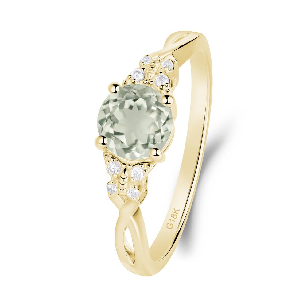 Twist Band Green Amethyst Ring with Butterfly Accent - LUO Jewelry #metal_18k yellow gold