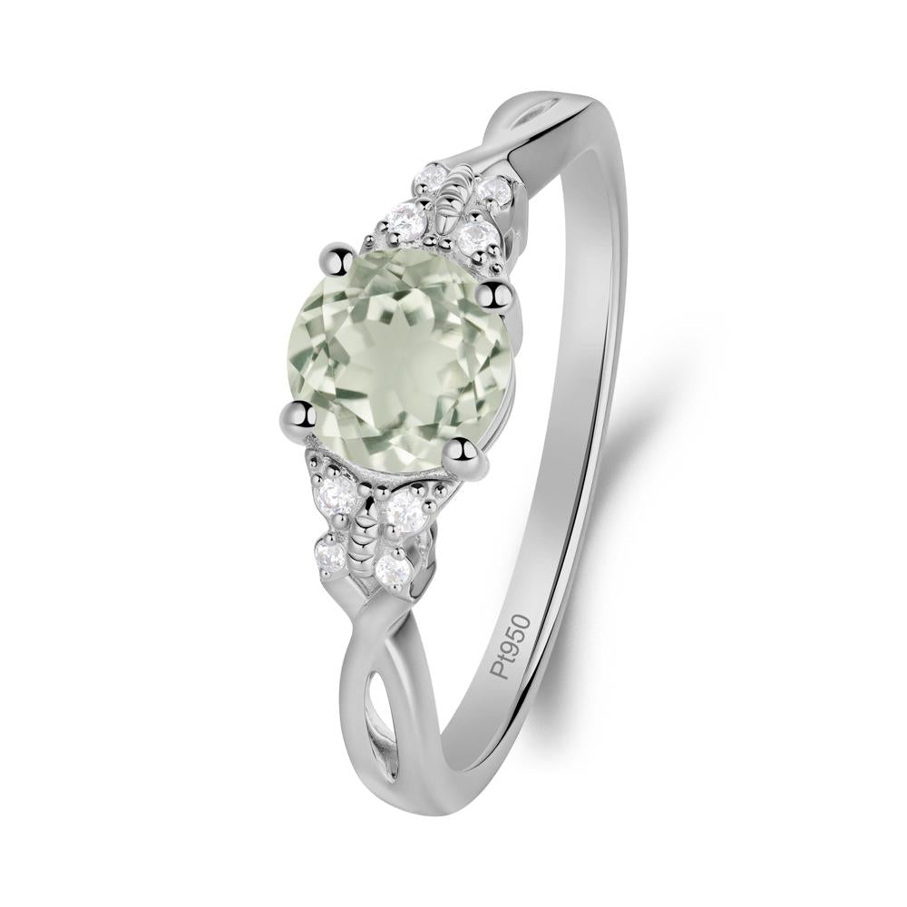 Twist Band Green Amethyst Ring with Butterfly Accent - LUO Jewelry #metal_platinum