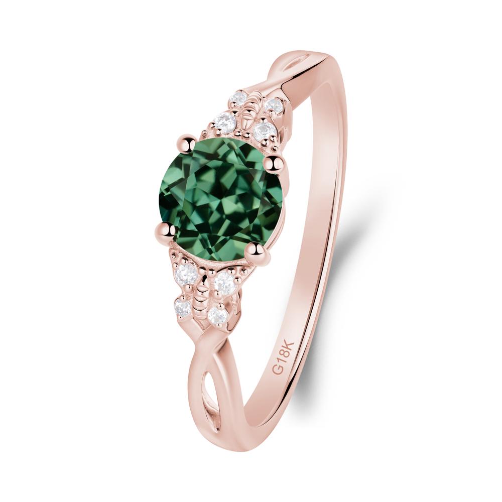 Twist Band Green Sapphire Ring with Butterfly Accent - LUO Jewelry #metal_18k rose gold