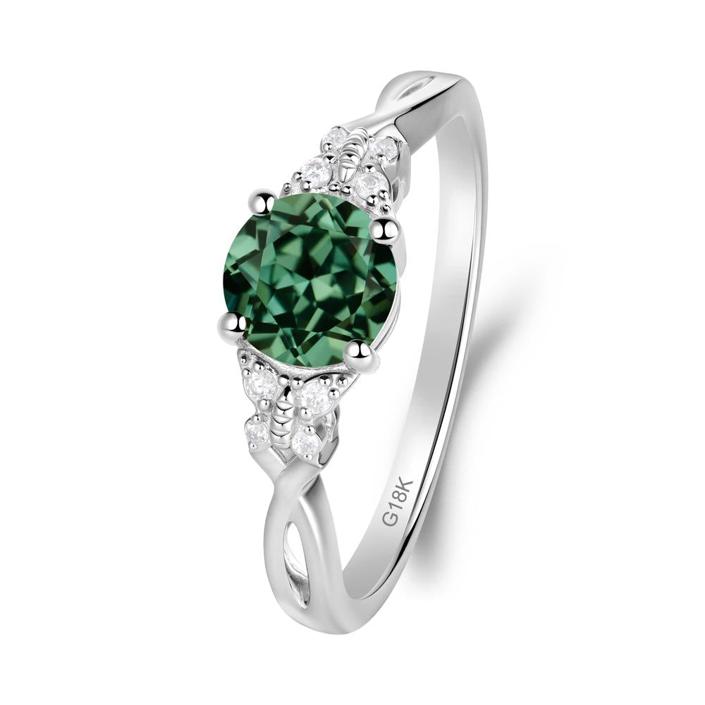 Twist Band Green Sapphire Ring with Butterfly Accent - LUO Jewelry #metal_18k white gold