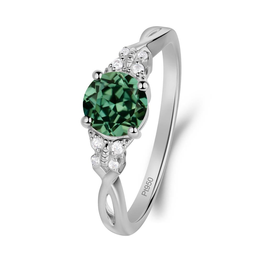 Twist Band Green Sapphire Ring with Butterfly Accent - LUO Jewelry #metal_platinum