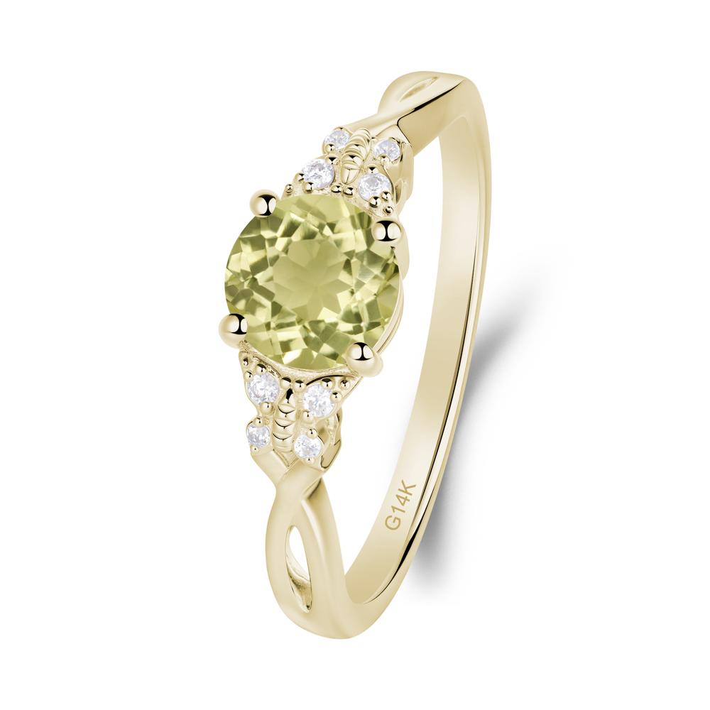 Twist Band Lemon Quartz Ring with Butterfly Accent - LUO Jewelry #metal_14k yellow gold