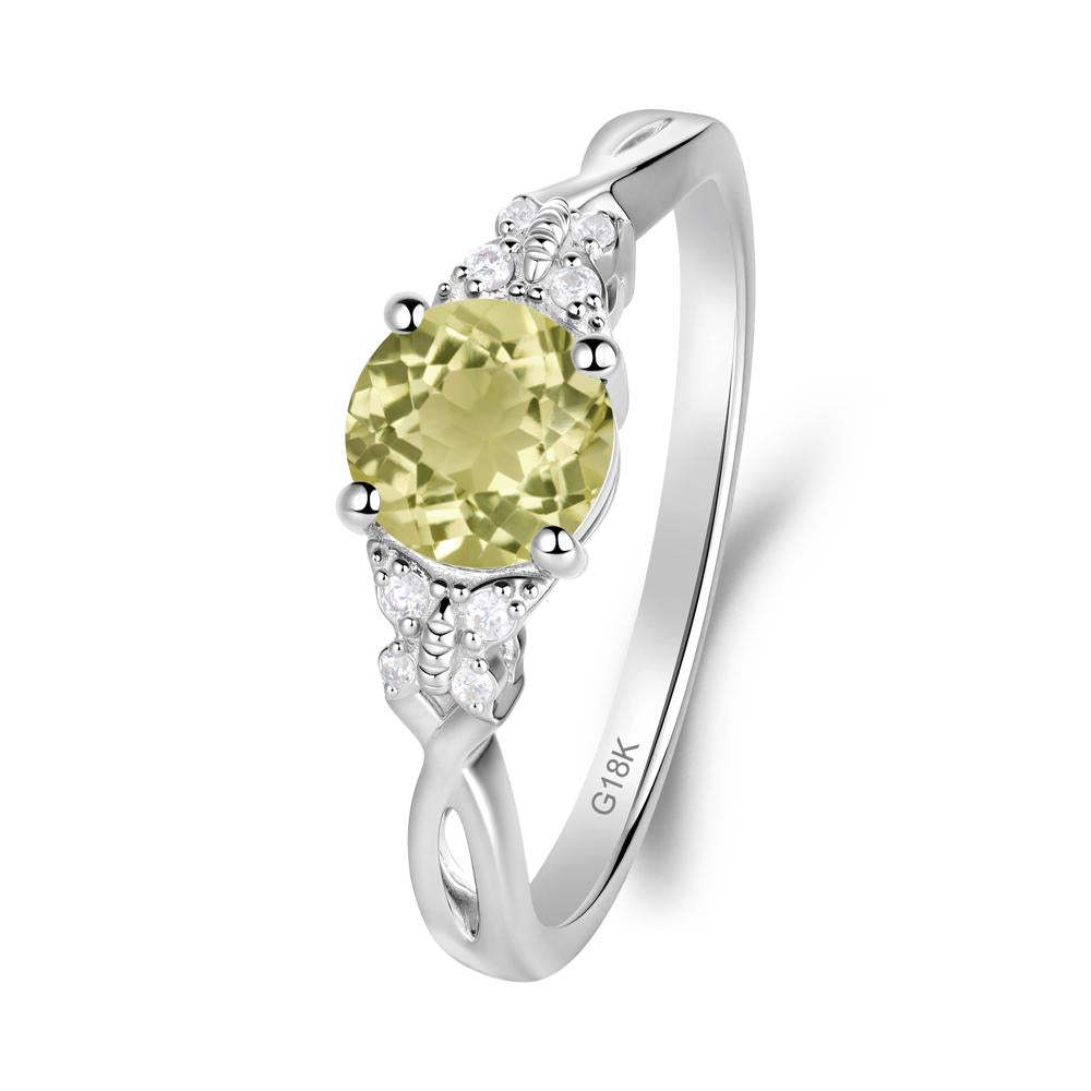Twist Band Lemon Quartz Ring with Butterfly Accent - LUO Jewelry #metal_18k white gold