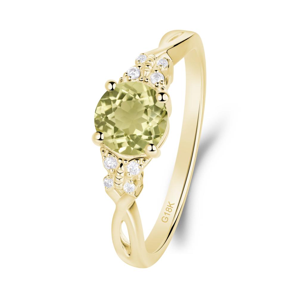 Twist Band Lemon Quartz Ring with Butterfly Accent - LUO Jewelry #metal_18k yellow gold