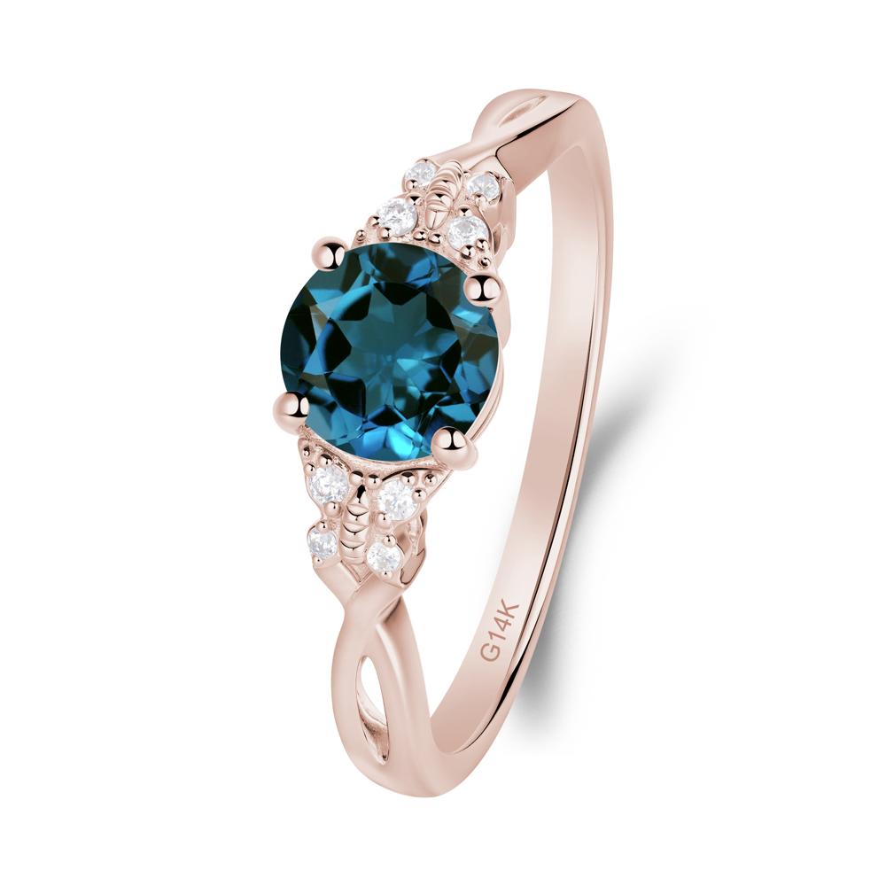 Twist Band London Blue Topaz Ring with Butterfly Accent - LUO Jewelry #metal_14k rose gold