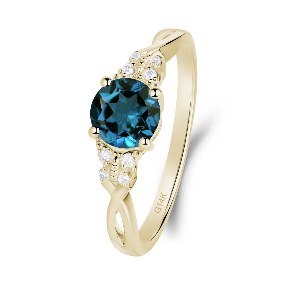Twist Band London Blue Topaz Ring with Butterfly Accent - LUO Jewelry #metal_14k yellow gold