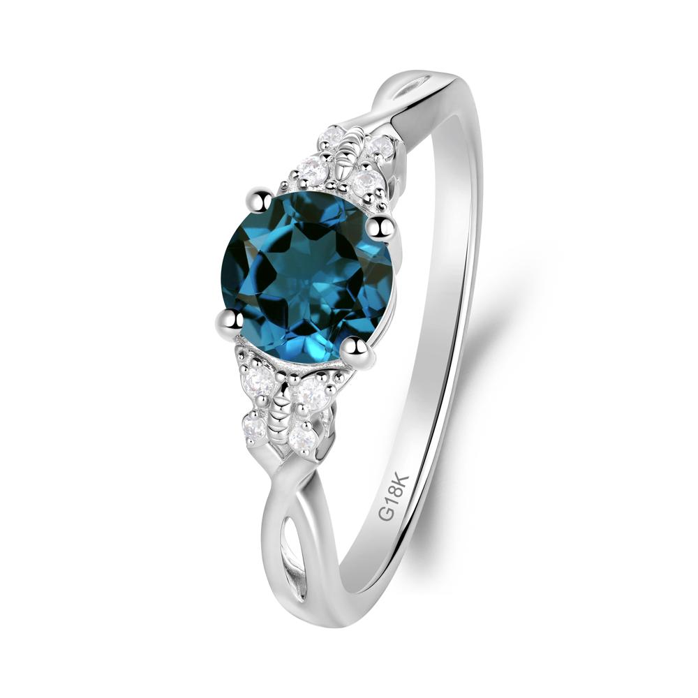 Twist Band London Blue Topaz Ring with Butterfly Accent - LUO Jewelry #metal_18k white gold