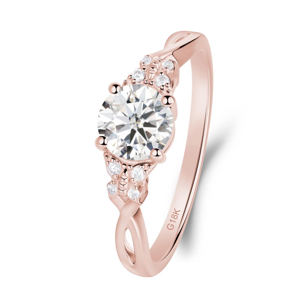 Twist Band Moissanite Ring with Butterfly Accent - LUO Jewelry #metal_18k rose gold