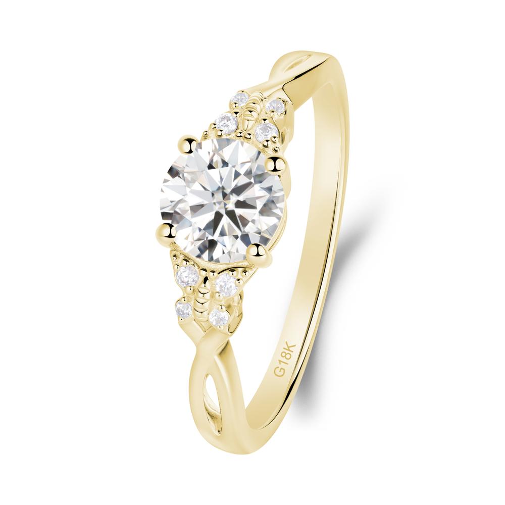Twist Band Moissanite Ring with Butterfly Accent - LUO Jewelry #metal_18k yellow gold
