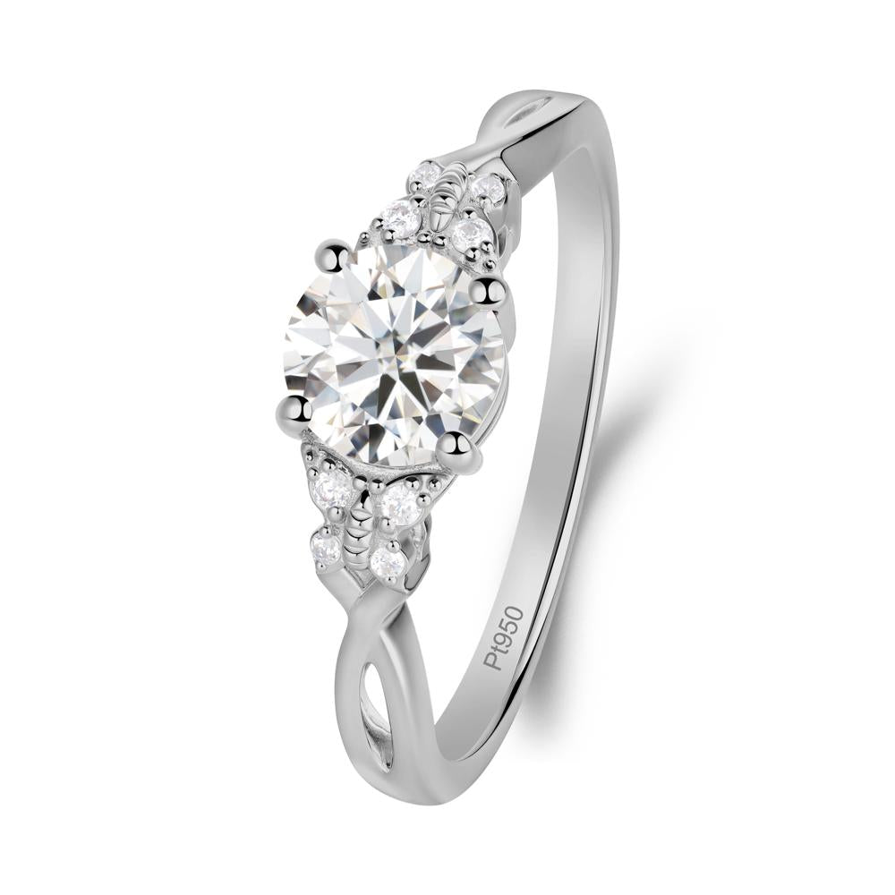 Twist Band Moissanite Ring with Butterfly Accent - LUO Jewelry #metal_platinum