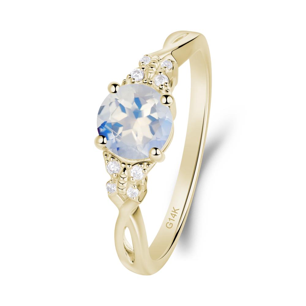 Round Moonstone Butterfly Ring - LUO Jewelry #metal_14k yellow gold