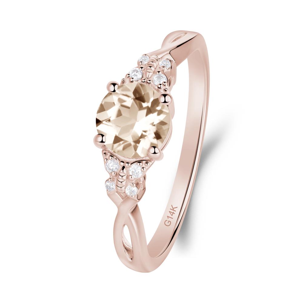 Twist Band Morganite Ring with Butterfly Accent - LUO Jewelry #metal_14k rose gold