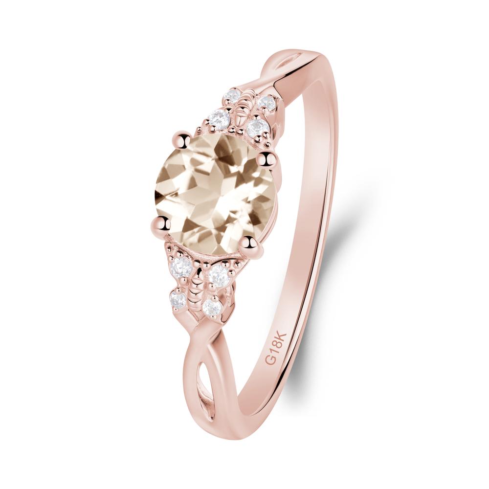 Twist Band Morganite Ring with Butterfly Accent - LUO Jewelry #metal_18k rose gold