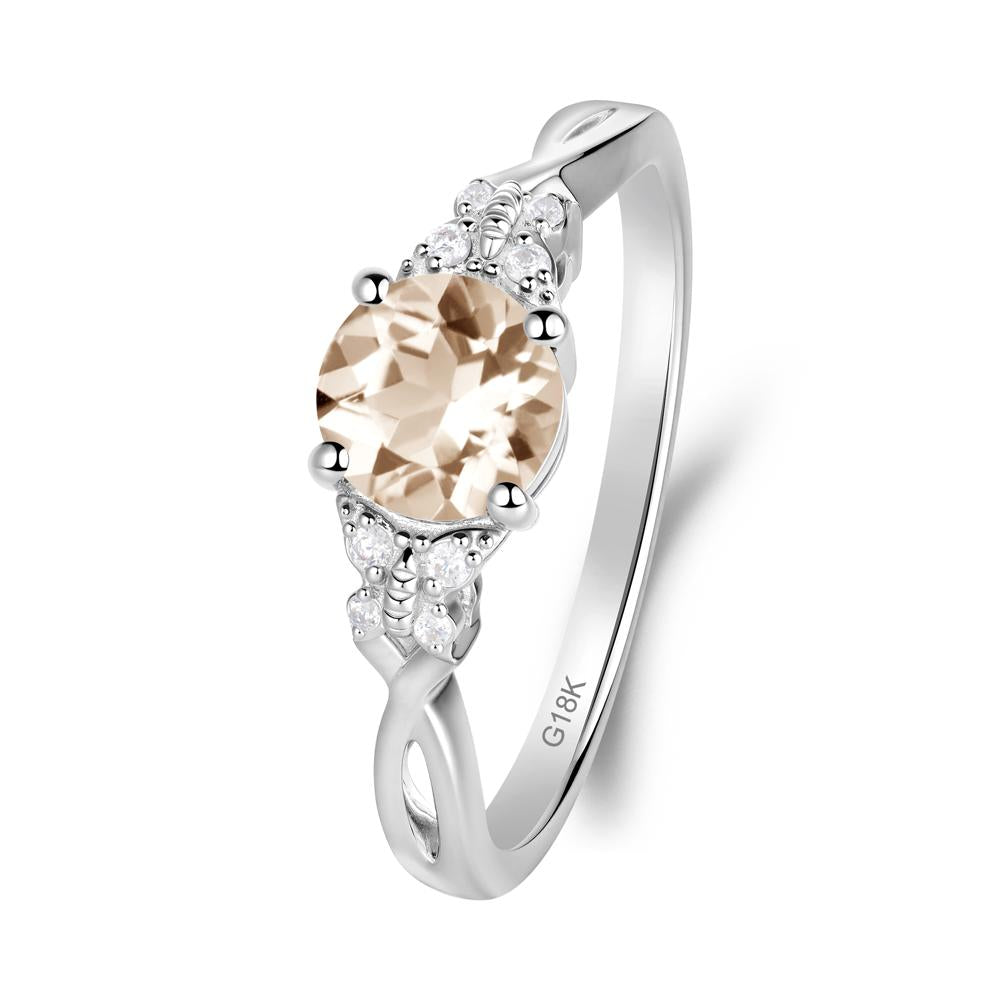 Twist Band Morganite Ring with Butterfly Accent - LUO Jewelry #metal_18k white gold