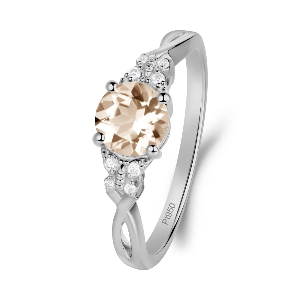 Twist Band Morganite Ring with Butterfly Accent - LUO Jewelry #metal_platinum