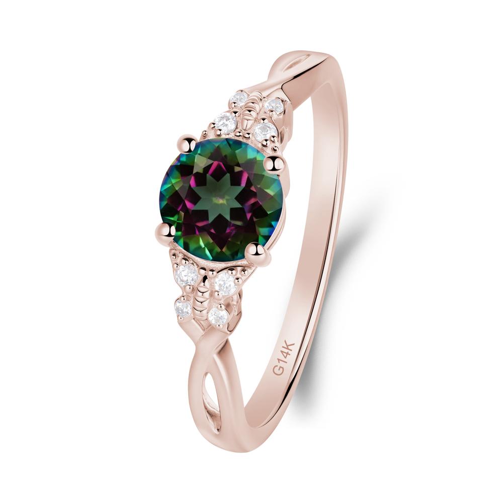 Round Mystic Topaz Butterfly Ring - LUO Jewelry #metal_14k rose gold