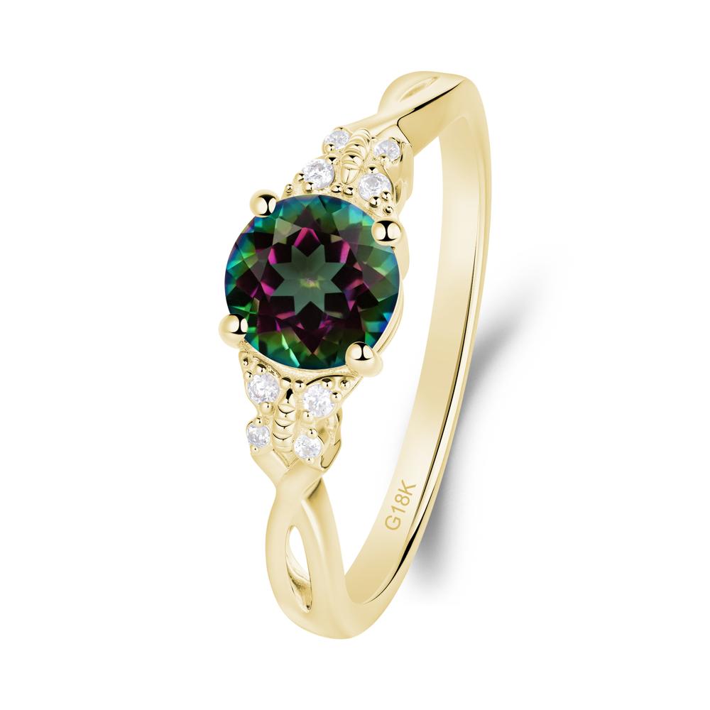 Round Mystic Topaz Butterfly Ring - LUO Jewelry #metal_18k yellow gold