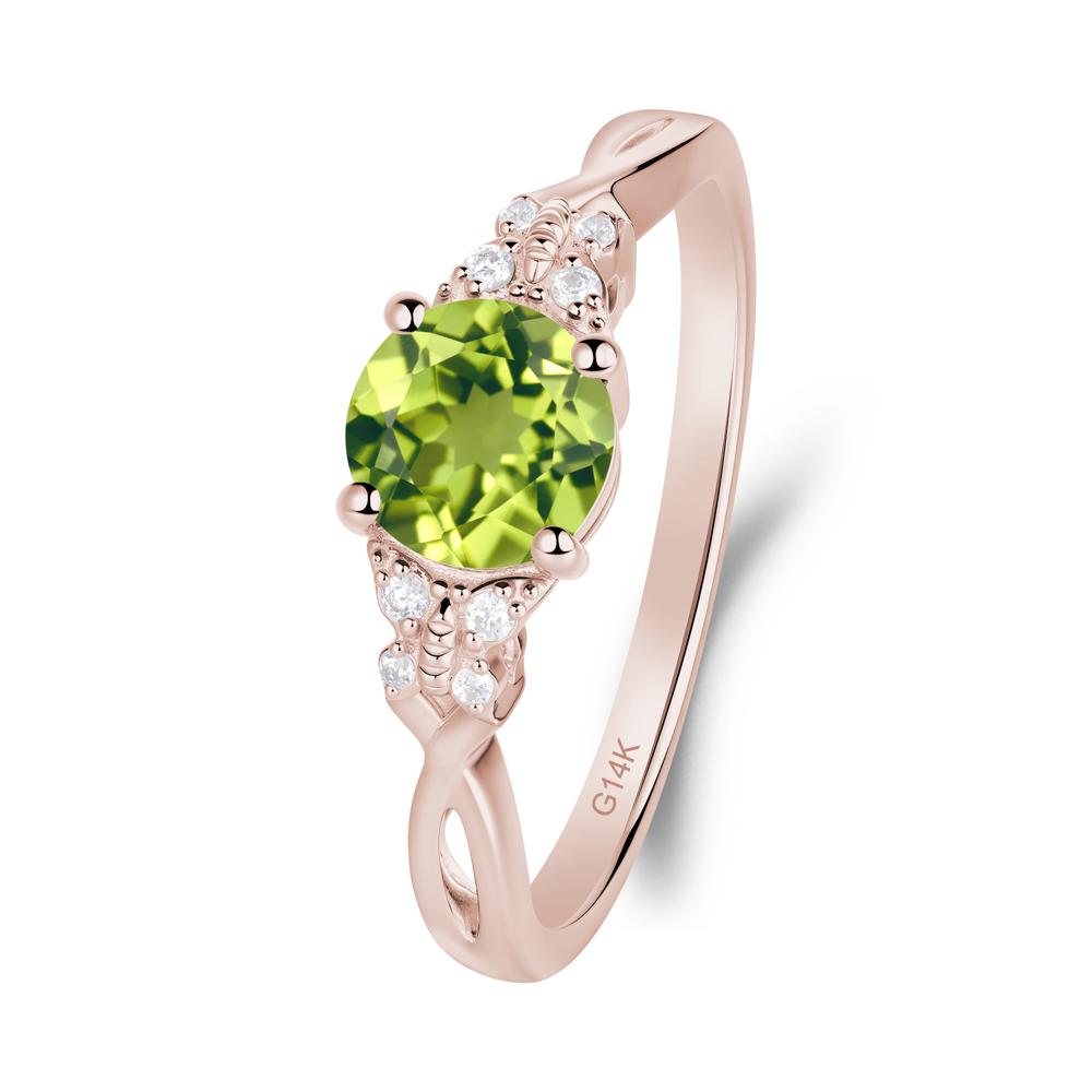 Round Peridot Butterfly Ring - LUO Jewelry #metal_14k rose gold