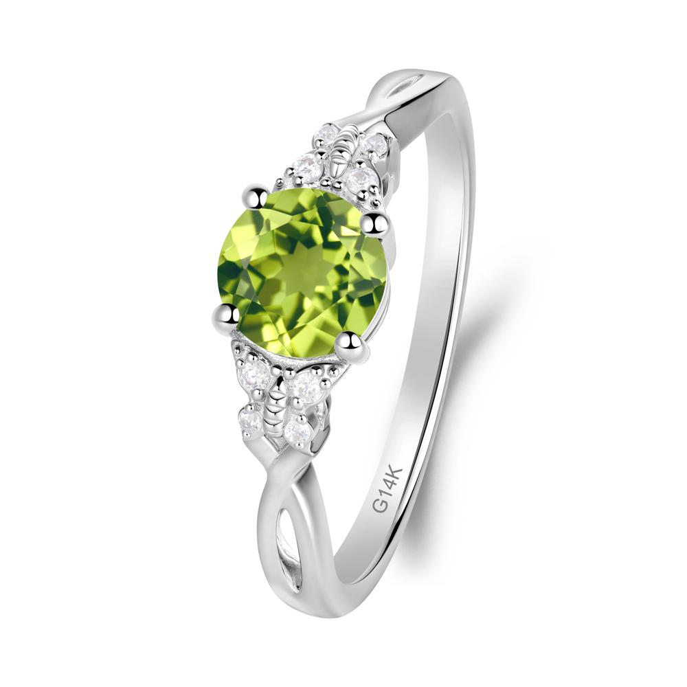 Round Peridot Butterfly Ring - LUO Jewelry #metal_14k white gold