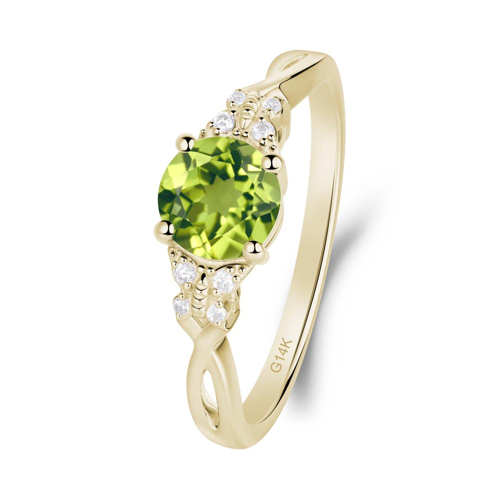 Round Peridot Butterfly Ring - LUO Jewelry #metal_14k yellow gold