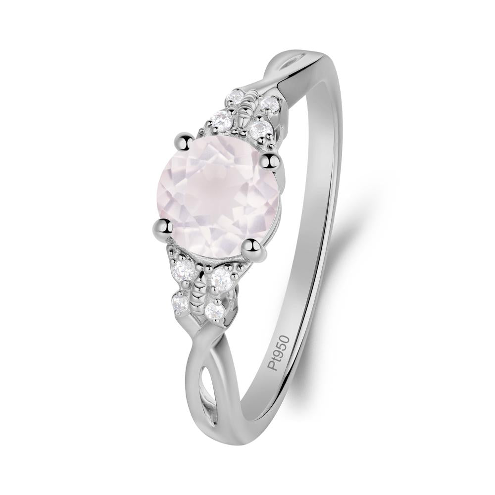 Twist Band Rose Quartz Ring with Butterfly Accent - LUO Jewelry #metal_platinum