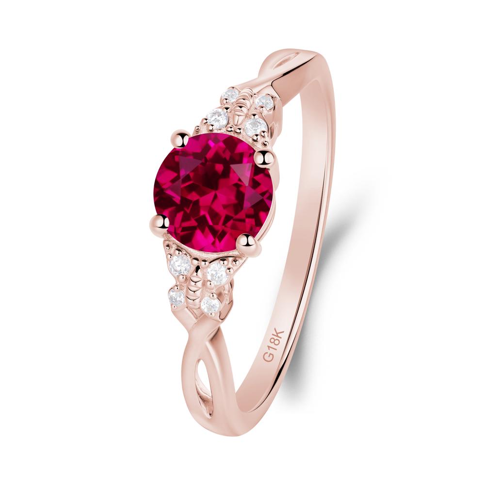 Twist Band Ruby Ring with Butterfly Accent - LUO Jewelry #metal_18k rose gold