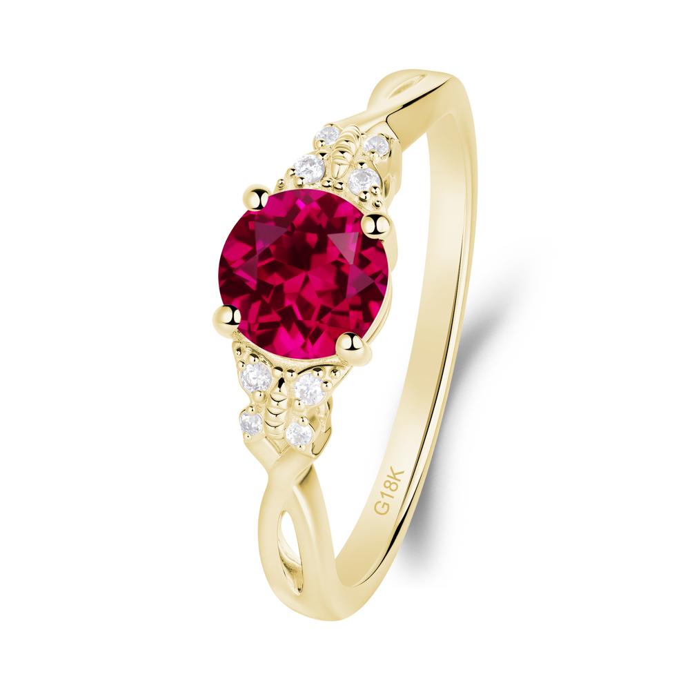 Twist Band Ruby Ring with Butterfly Accent - LUO Jewelry #metal_18k yellow gold