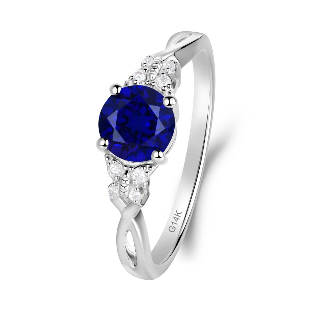 Round Sapphire Butterfly Ring - LUO Jewelry #metal_14k white gold