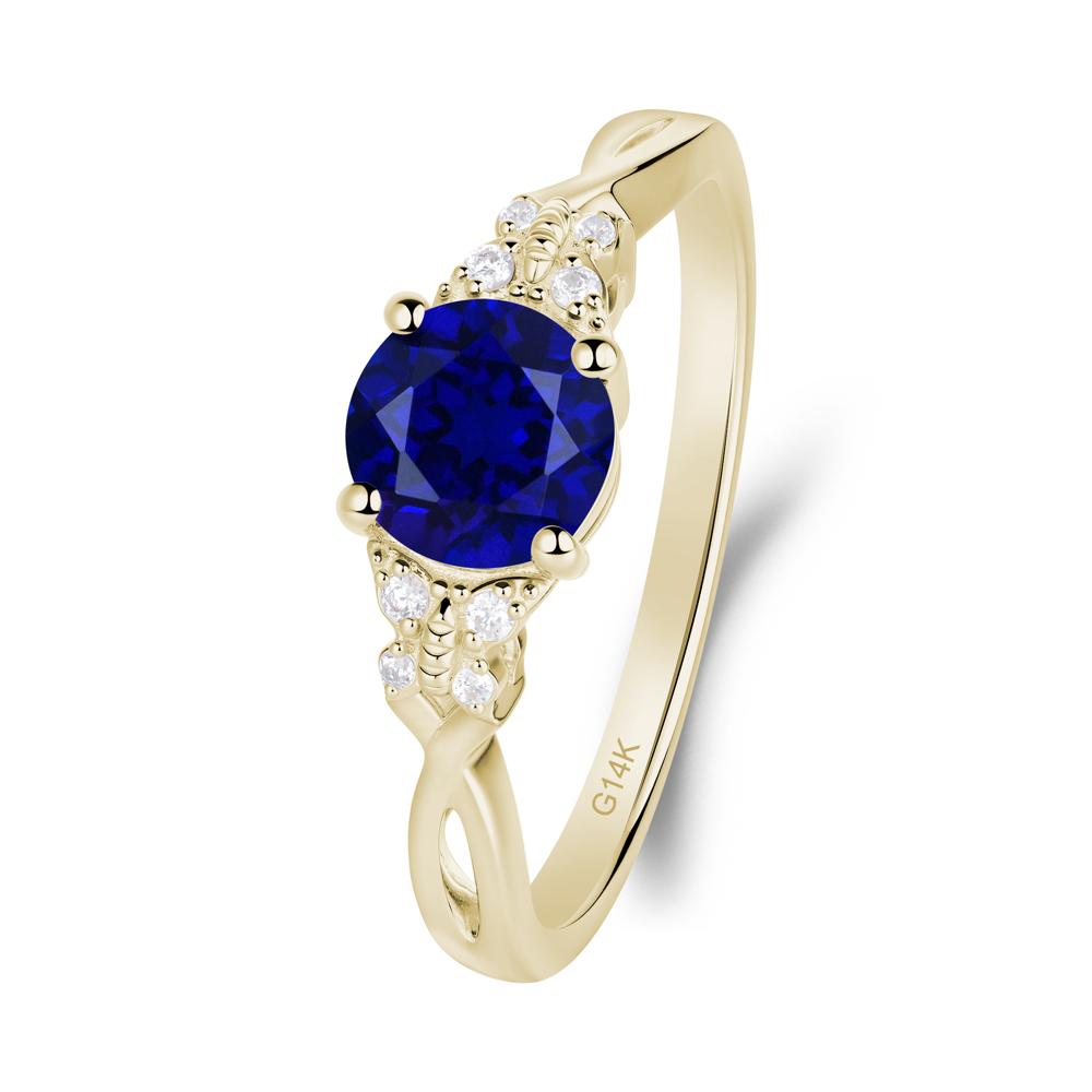 Round Sapphire Butterfly Ring - LUO Jewelry #metal_14k yellow gold