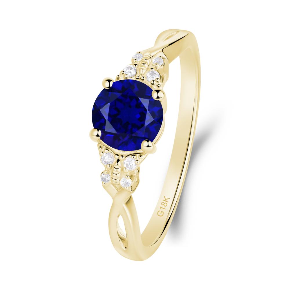 Round Sapphire Butterfly Ring - LUO Jewelry #metal_18k yellow gold