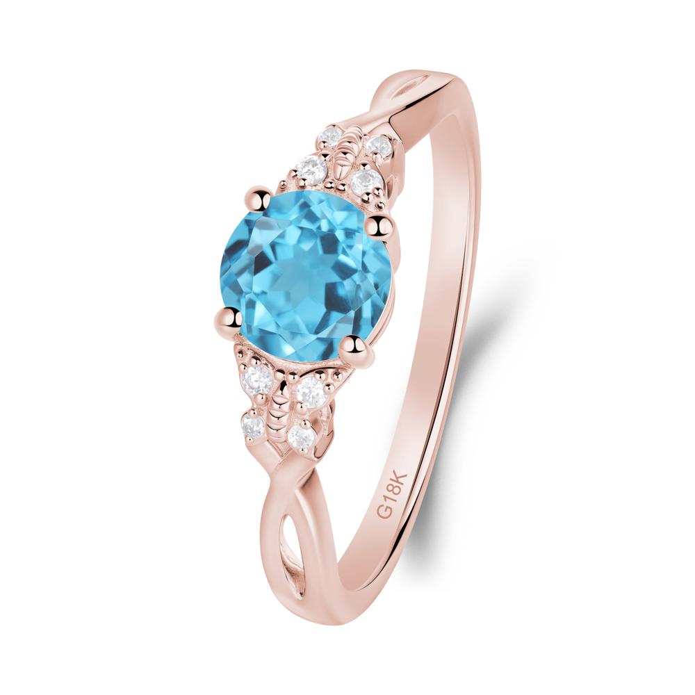 Twist Band Swiss Blue Topaz Ring with Butterfly Accent - LUO Jewelry #metal_18k rose gold