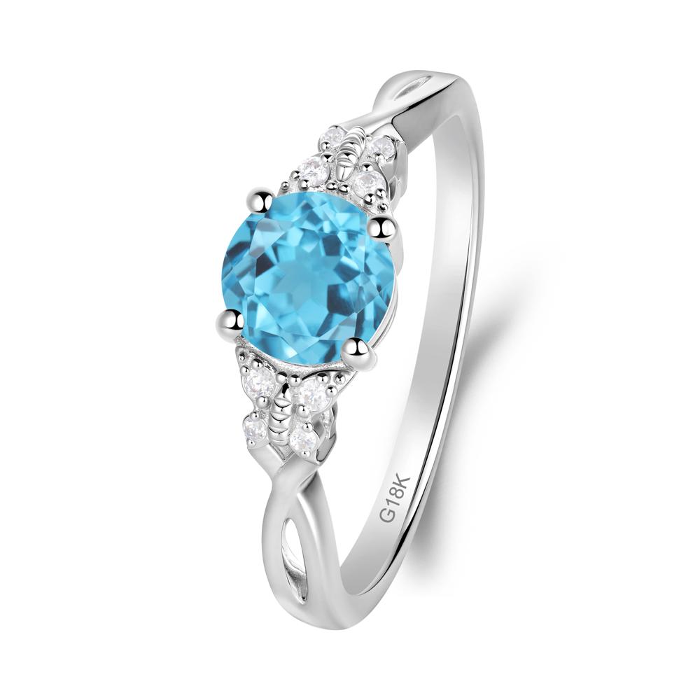 Twist Band Swiss Blue Topaz Ring with Butterfly Accent - LUO Jewelry #metal_18k white gold